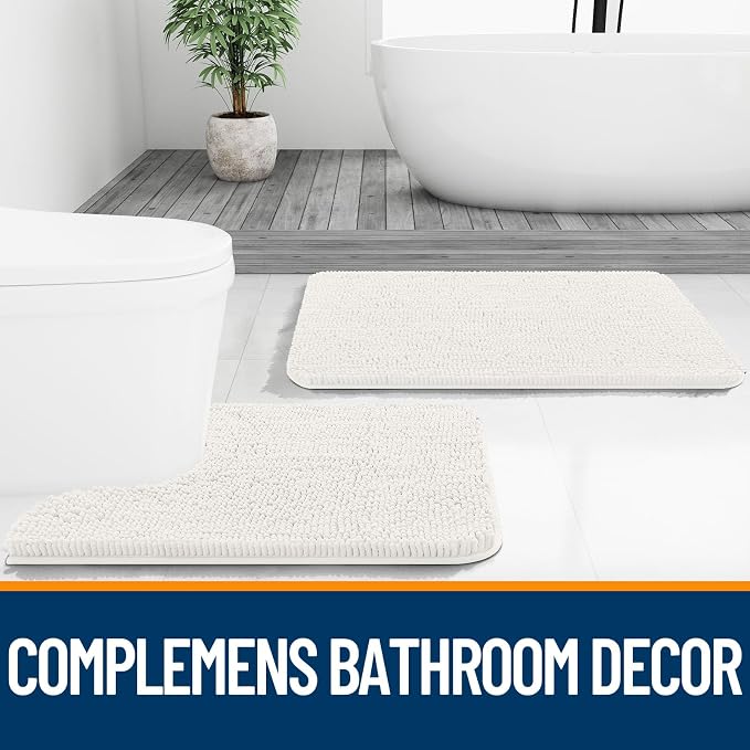 OLANLY Bathroom Runner Rugs 44x24, Extra Soft Absorbent Chenille Bath Rugs