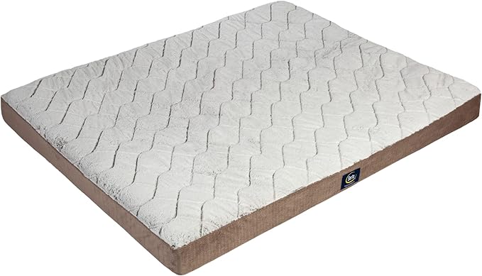 Serta Orthopedic Quilted Pillow Top Dog Bed for Pets – Chocolate Brown (X-Large)