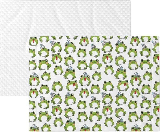 Reversible Plush Throw for Dogs and Cats, Cute Frog, Double Sided Blanket with Nubby Dot Side and Sleek Side Ideal for Cuddling Nesting Security