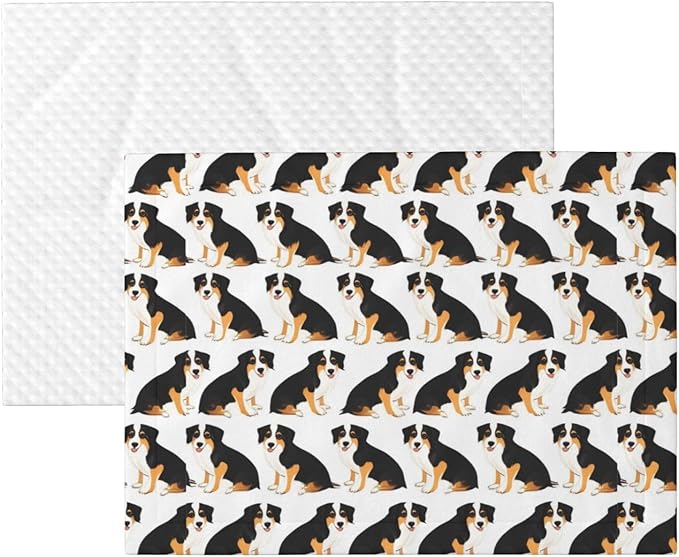 Two Sided Pet Cuddler Blanket for Anxiety Calming, Australian Shepherds Dogs, Reversible Plush Design with Bubble Dot Pattern Provides Familiar Surface Anywhere