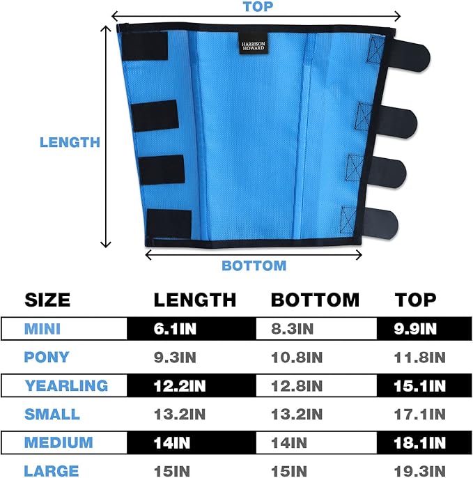 Harrison Howard Loose Fitting Fly Boots UV-Protective Extra Tough Mesh Ventilated Four Fasteners Stay-on Design Protect Horse Legs & Stomp-Reducing Set of 4 Sky Blue Pony