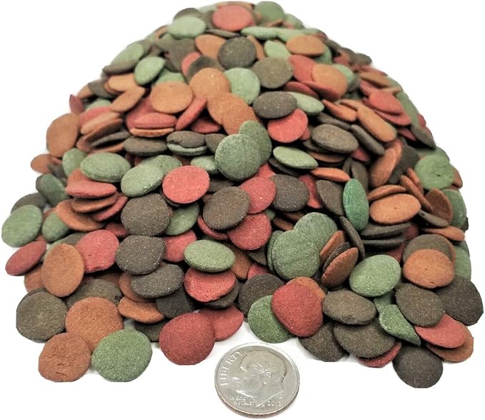 Aquatic Foods Inc. 4-Type 12mm - 1/2" Sinking Wafer Mix of Spirulina-Algae, Ultra-Worm, Ultra-Shrimp, Color Enhancing Wafers for Shrimp, Snails, Crabs, Crayfish, All Tropical Fish..5-lb Lg Jar