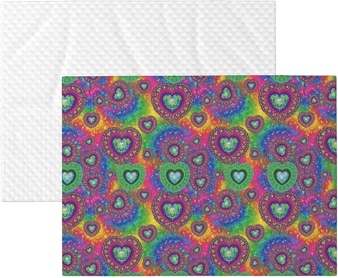 Dog and Cat Blanket in One, Tie Dye Psychedelic Purple Love Heart, Double Sided Plush Throw with Raised Dot Pattern on One Side and Flat Velvet on Other for Variety