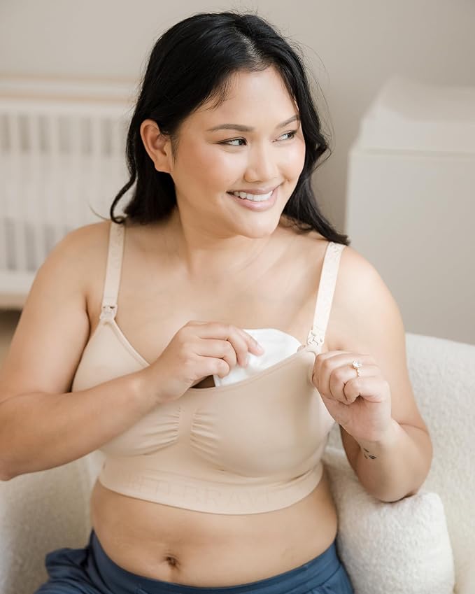 Kindred Bravely Organic Reusable Nursing Pads, Washable, for Breastfeeding & Leaking with Carry Bag, 10 Pack 5.5" D (Twilight Busty)