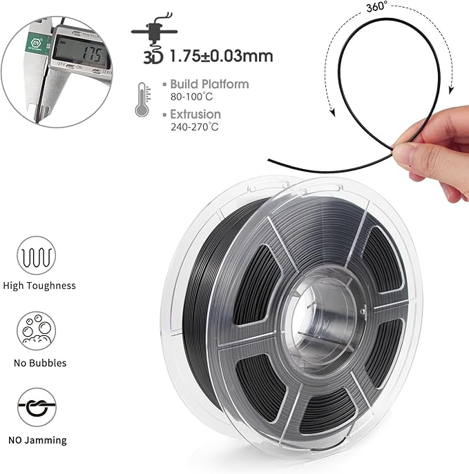 iSANMATE ASA Filament 1.75mm Bundle 2KG (4.4lbs), UV & Weather Resistant 3D Printer Filament Perfect for Outdoor Functional Parts, Black+Black
