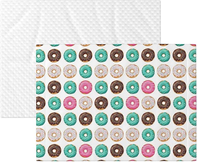 Double Sided Pet Mat for Dog Bed Topper Cat Blanket Furniture Protector, Sweet Donut, Reversible Plush with Tactile Dot Pattern for Style Change