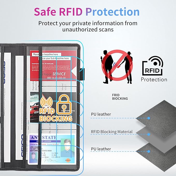 Car Registration and Insurance Holder,Leather Insurance License and Registration Card Holder for Car Glove Box, Auto Truck Document Holder Organizer for Men Women-Starry Night Village Field