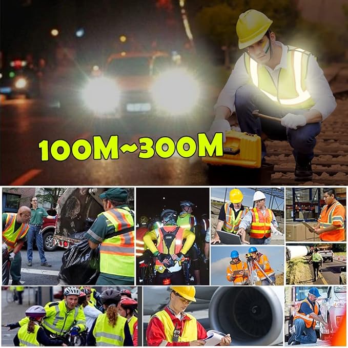 YOWESHOP High Visibility Safety Vest Custom Your Logo Protective Workwear 5 Pockets With Reflective Strips Outdoor Work Vest (4XL, Navy Blue Luminous)