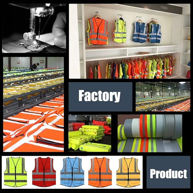 YOWESHOP High Visibility Safety Vest Custom Your Logo Protective Workwear 5 Pockets With Reflective Strips Outdoor Work Vest (Red (M))