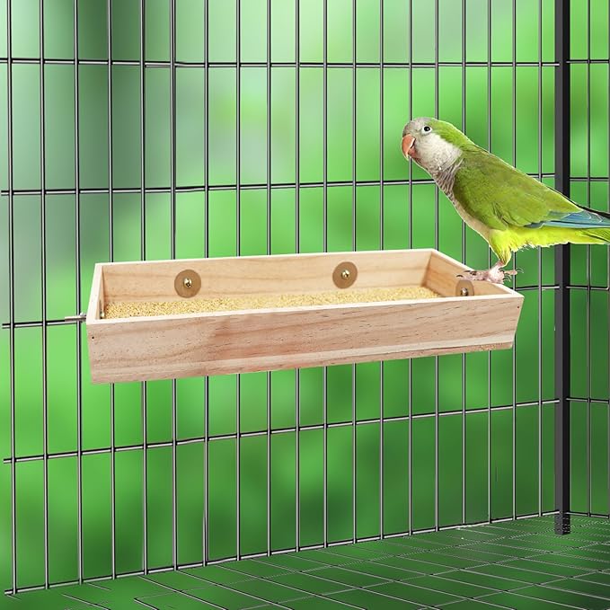 Bird Feeding Cups, Natural Wooden Parrot Perch Stand, Birds Food Dish, Parakeets Feeder Bowl, Cage Accessories for Small Animals Rat Hamster Guinea Pig Chinchillas Budgies Cockatiels Love Birds