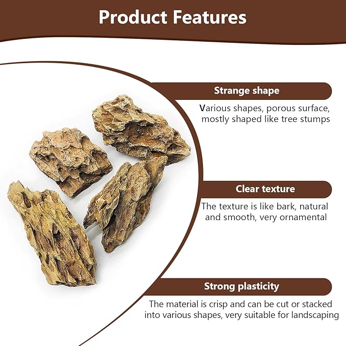 6.6LB Dragon Stone Rock for Aquascaping,Aquarium Decor, Fish Tank Decorations,4-10 Inches Natural Ohko Stone for Fish Tank Landscaping