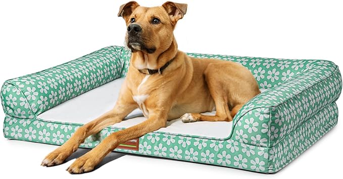 ClevaHome Comfort Orthopedic Dog Bed for Large Dogs - Waterproof Sofa Bed with Removable Bolsters & Washable Cover & Nonslip Bottom, Egg Foam Dog Sofa with Enhanced Head and Neck Support