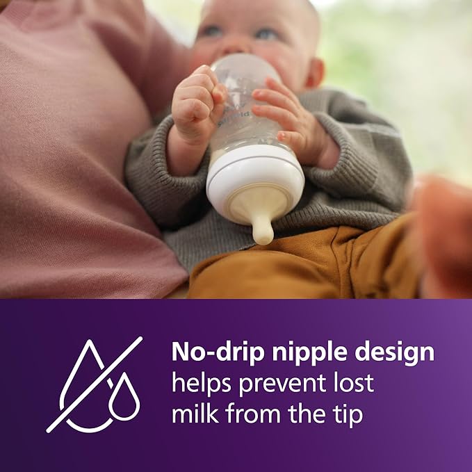 Philips Avent Natural Baby Bottle with Natural Response Nipple (Medium Flow,Flow 3), 9oz, SCY903/01