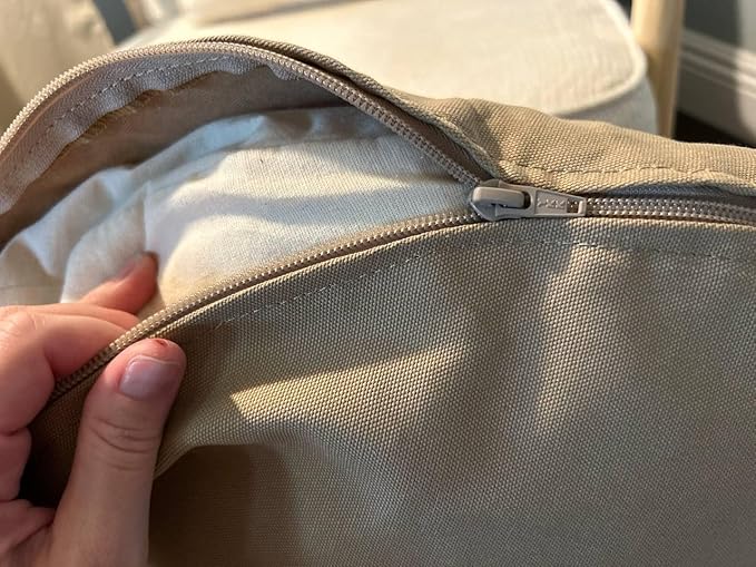 Organic Cotton Canvas Dog Bed: Removable Cover, Natural Fill - Made in USA (Tan, Large 35" x 8" inches)