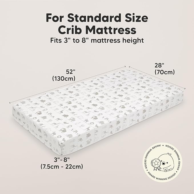 KeaBabies 2-Pack Organic Crib Sheets for Boys, Girls - 52x28 Fitted Crib Mattress Sheet Neutral, Breathable Jersey Cotton Cover for Baby Bed, Toddler Mattress, Soft & Cute Prints (Savannah)