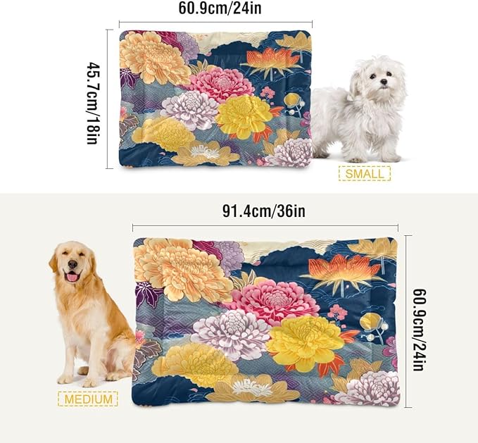 Pet Bed Flower Floral Dog Bed Mat Absorbing Non Slip Pad Pet Sleeping Mat for Small, Medium, and Large Dogs Puppy Cat 36 in x 24 in