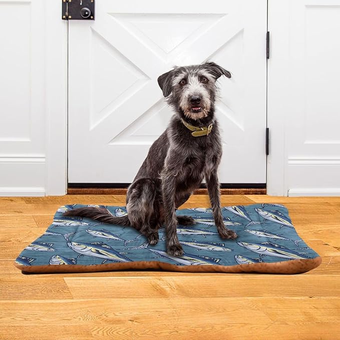 Marine Tuna Fish Pet Bed Cute Dog Bed Mat Absorbing Non Slip Pad Pet Sleeping Mat for Small, Medium, and Large Dogs Puppy Cat 24 in x 18 in