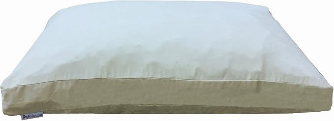 Dogbed4less Medium Memory Foam Dog Bed Pillow with Orthopedic Comfort, Waterproof Liner and Khaki Microsuede Pet Bed Cover 37X27 Inches