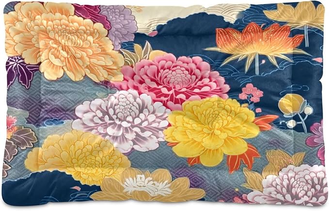 Flower Floral Pet Bed Cute Dog Bed Mat Absorbing Non Slip Pad Pet Sleeping Mat for Small, Medium, and Large Dogs Puppy Cat 24 in x 18 in