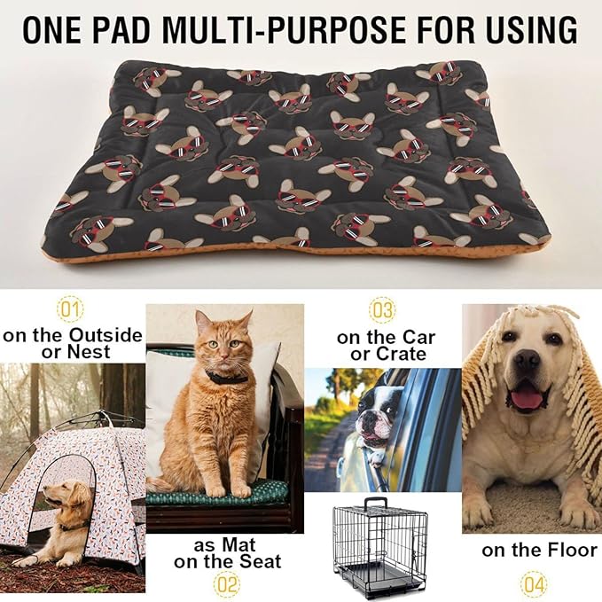 Pet Bed Funny French Bulldog Dog Bed Mat Absorbing Non Slip Pad Pet Sleeping Mat for Small, Medium, and Large Dogs Puppy Cat 36 in x 24 in