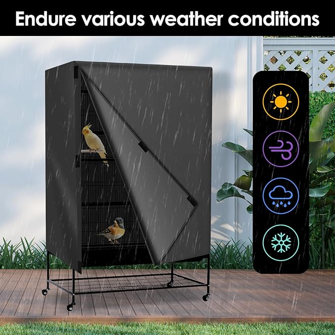 Bird Cage Cover - 210D Bird Cage Covers for Night Heavy Duty & Waterproof, Fade-Resistant Pet Cover Accessory for Parakeet, Parrot, Cockatiel and More Finches (L)