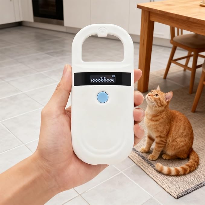 Pet Microchip Reader, Handheld Scanner for Universal Use, Compatible with Emid Fdx-B, OLED Screen, 0-5.9 in Reading Range