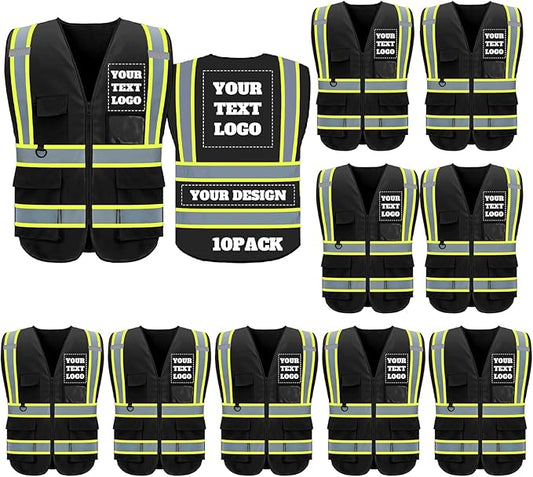 BeautyWill Custom Safety Vest Logo Class 2 High Visibility Reflevtive Vest Outdoor Protective Workwear