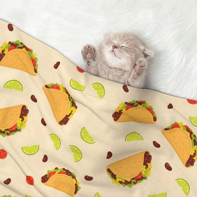 Double Sided Pet Throw for Dogs Who Shed, Mexican Taco, Reversible Blanket with Nubby Dot Side Catches Loose Fur for Easier Furniture Cleanup