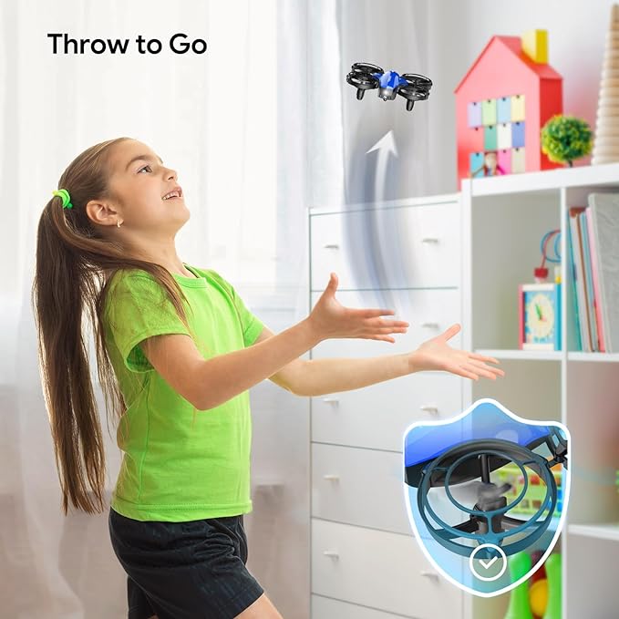 TOMZON A24 Mini Drone for Kids with Battle Mode, Kids Drone with Throw to Go, High Speeds Rotation, Self Spin & 3D Flip, RC Quadcopter with Altitude Hold, Headless Mode, 4 Batteries, Red & Blue 2 Pack