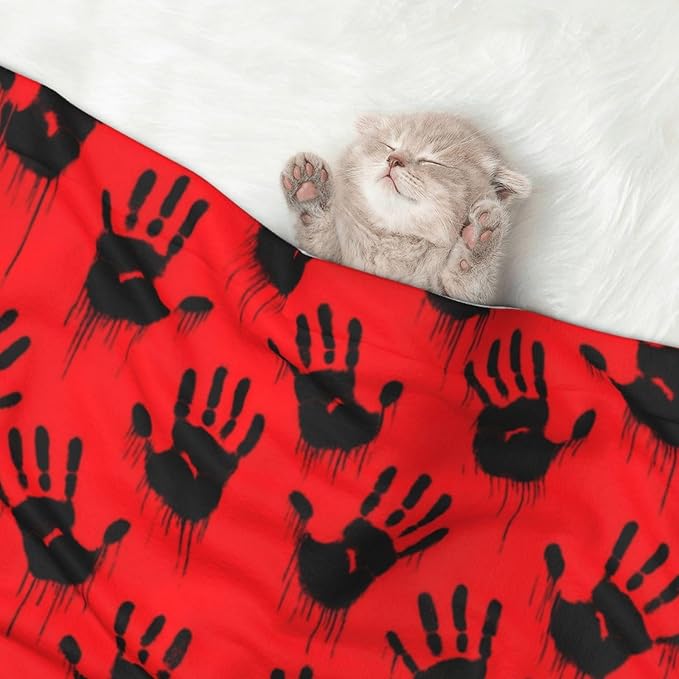 Pet Blanket for Couches and Beds, Funny Bloody Horror Halloween Theme, Reversible Double Sided Plush Design with Soft Bumpy Texture and Smooth Surface, Furniture Protector