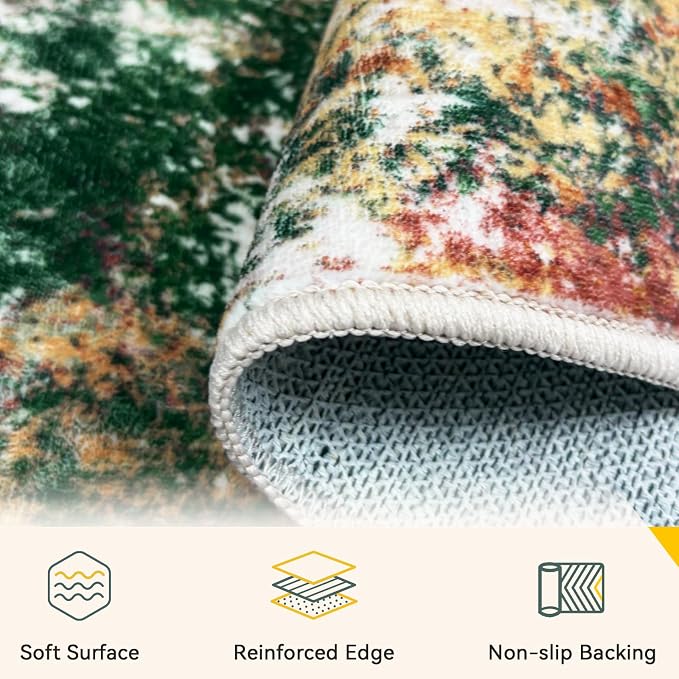 RELEANY Washable Area Rugs 10'x14 Non-Slip Modern Abstract Soft