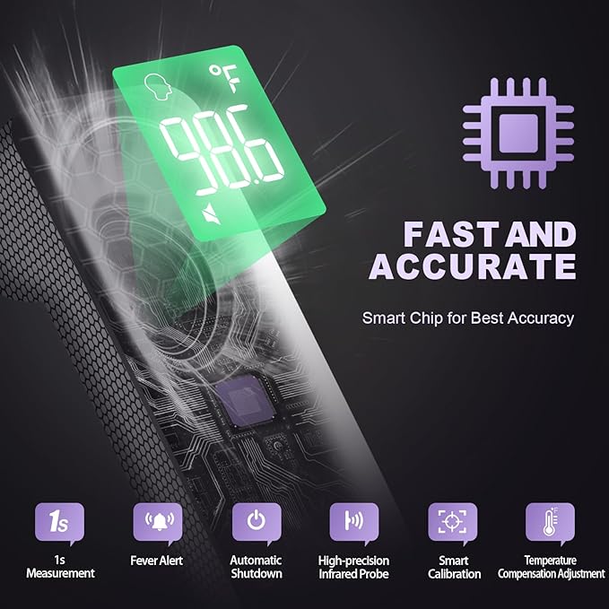 No-Touch Thermometer for Adults and Kids, Digital Accurate Baby Thermometer with Fever Alarm, 1 Second Fast Result, Easy to use, 2 in 1 Mode (Purple)