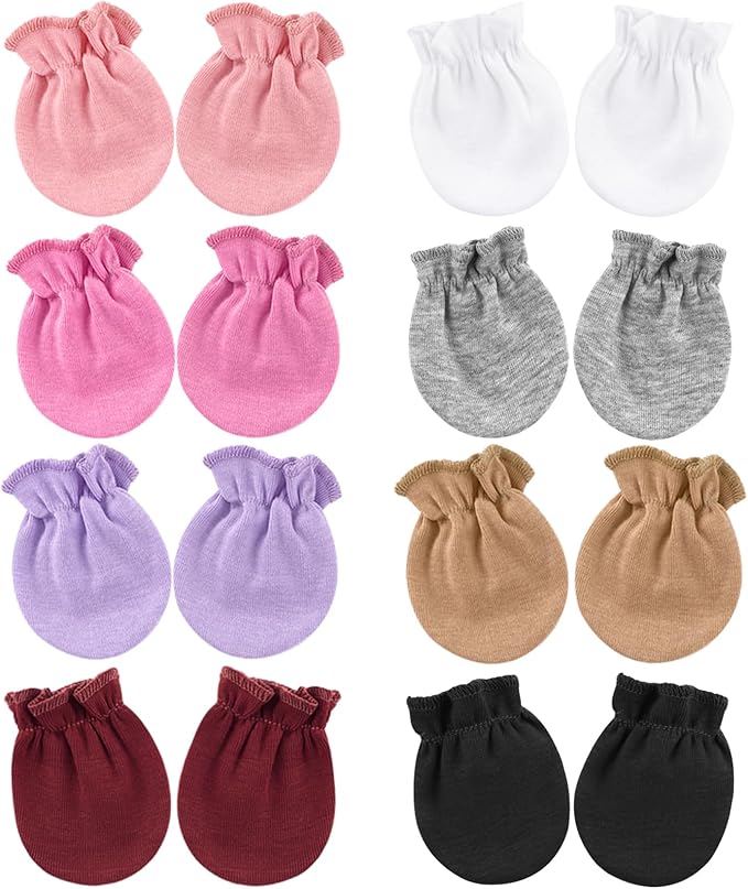 BQUBO Newborn Infant Toddler Mittens No Scratch Cotton Elastic Wrist Gloves Hypoallergenic for 0-6 Months Baby Boys Girls