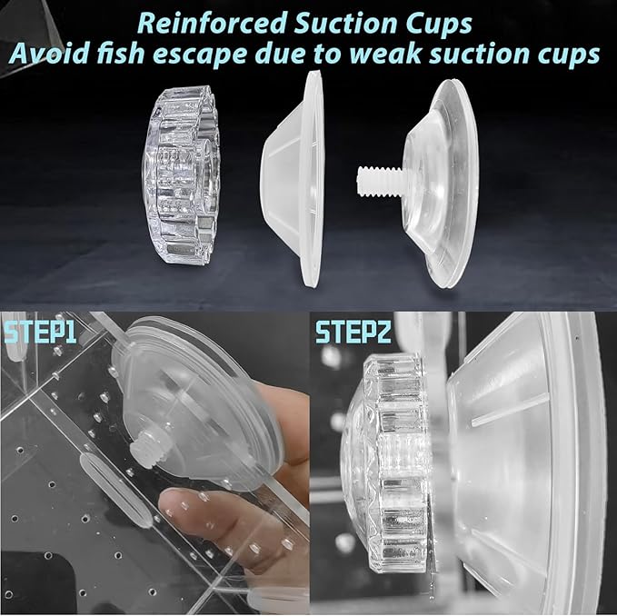 PINVNBY Acrylic Fish Breeding Box，Guppy breeding Box Acrylic Fish Isolation Box Aquarium Incubator with Suction Cups for Guppy Shrimp Small Baby Fishes（3.9 x 3.9 x11.8 in）