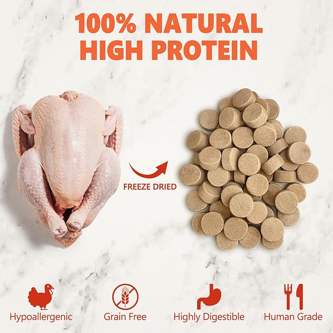 MAJOR PETS Freeze Dried Turkey Dog & Cat Treats, Quality High Protein, Hypoallergenic, Grain Free, Gluten Free, Human-Grade, Made in the USA, Easy to Digest for Training & Meal Topper, 10oz