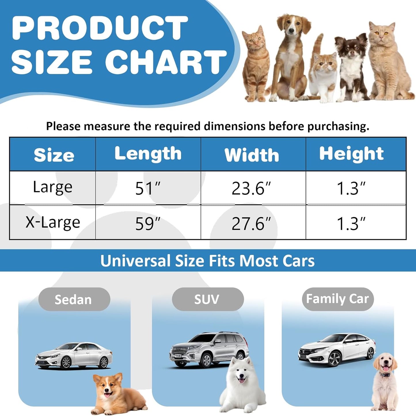 VClife Dog Bed for Car Backseat Anti Slip Pet Travel Bed, Soft Furry Cat Pet Bed Mat Washable Seat Cover for Car, Floor, Sofa, Portable Blanket, Custom Fit for Backseat Extender (Dark Gray, 51"×23.6")