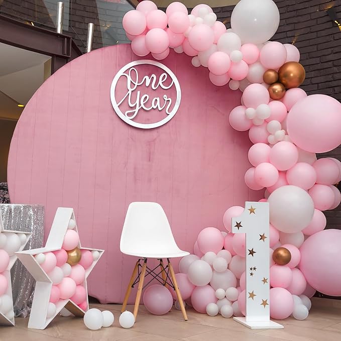 RUBFAC 129pcs Pastel Pink Balloons Different Sizes 18 12 10 5 Inches for Garland Arch, Light Pink Balloons for Birthday Valentine's Day Baby Shower Gender Reveal Wedding Party Decoration