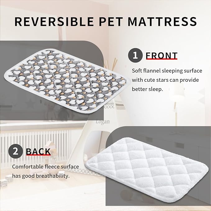 Dog Crate Mats, Soft Reversible Dog Bed Mat, Cat Mat - 36x24 Inch, Short Plush Pet Mat Crate Mat for Medium Dogs, 0.6-inch Thick Thin Dog Mat, Machine Washable Ideal for 36-Inch