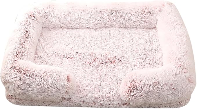 Dog Beds Large Sized dog Orthopedic, Sofa Dog Bed with Waterproof Lining and Nonskid Bottom, Rectangle Washable Dog Bed for Medium Small Dogs and Cats Comfortable ( Color : Pink , Size : 17 x 15" )