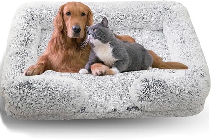 Dog Beds Medium Large Size Dog, Calming Dog Bed with Removable Washable Cover, Waterproof Lining and Nonskid Bottom(Gradient-Grey,XL)