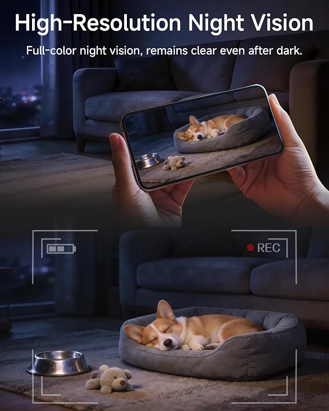 Noorio 4K Security Indoor Camera, 5GHz WiFi Security Camera, Pet/Dog/Baby Camera with Phone app, 360 Pan-Tilt, Night Vision, Human/Pet Auto Tracking, Works with Homekit, T120