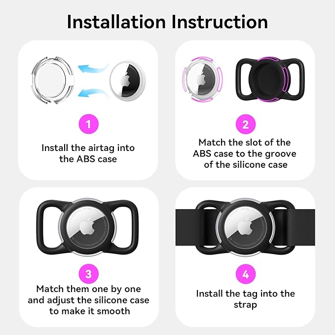 Waterproof Airtag Holder for Dog Collar, Soft Full-Body Protective Airtag Holder for Dog & Cat Collars, Ultra-Durable, Easy Installation, Lightweight Clear Airtag Case (Blue, Regular)