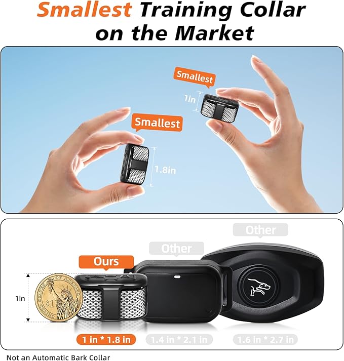 Tiniest Dog Shock Collar, Lightest Dog Training Collar with Remote for Small Dogs 5-15lbs & Medium Large Dogs/Puppies, Waterproof, Rechargeable, 1300ft Range (White Black Dot&Ultra Tiny)