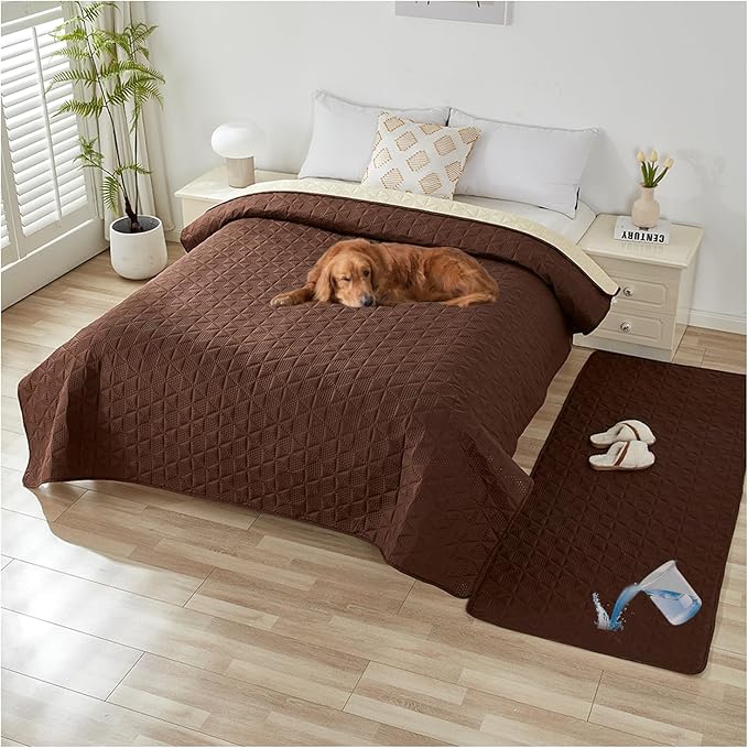 Waterproof Dog Bed Cover Pet Blanket, Soft Pet Couch Covers for Sofa Washable, Bed Couch Sofa Furniture Protector for Puppy Cat Kids (Brown,75 * 180 CM)