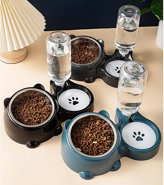 Pet Feeders and Water Dispenser,Removable Stainless Steel Bowl and Automatic Water Dispenser,Pet Feeder and Waterer,for Cats&Dogs