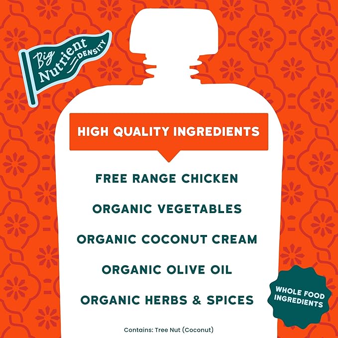 Serenity Kids 6+ Months World Explorers Toddler Pouches - BPA-Free Baby Food Puree with Ethically Sourced Meat & Organic Veggies - Chicken Tikka Masala - 3.5 Oz 6 Pack