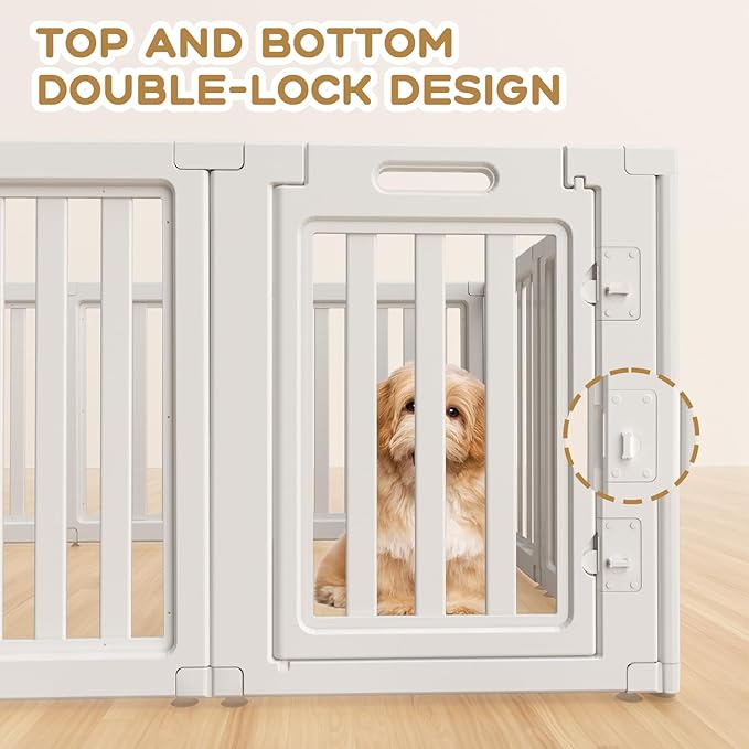 Clear Dog Play Pen,Pet Playpen with Door,Easy to Clean and Install Puppy pens for Both Indoor and Outdoor use (White, 30.3 inch Height, 8 Panels)