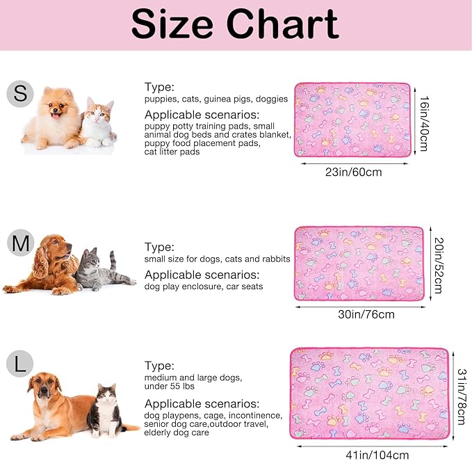 Dono 1 Pack 2 Dog Blankets, Soft Fluffy Fleece Pet Blanket Warm Sleep Mat Paw Print Design Puppy Kitten Throw Blankets Doggy Blanket for Dogs