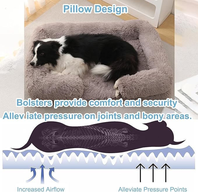 Dog Beds Large Sized dog Orthopedic, Sofa Dog Bed with Waterproof Lining and Nonskid Bottom, Rectangle Washable Dog Bed for Medium Small Dogs and Cats Comfortable ( Color : Brown2 , Size : 31 x 21" )