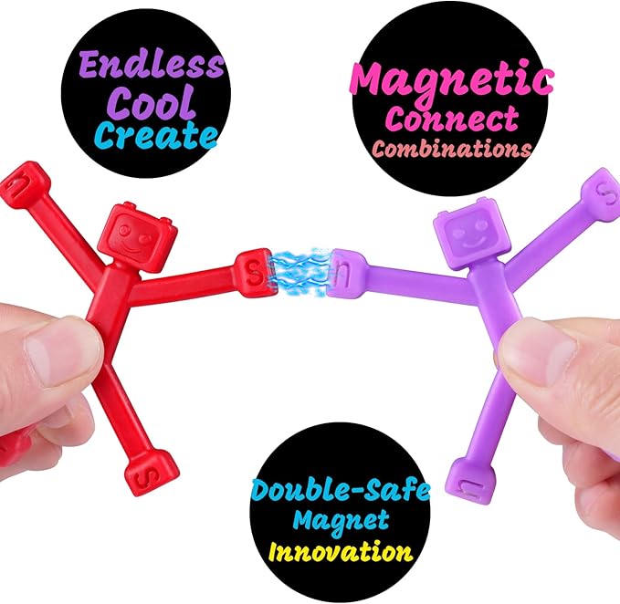 24 PCS Magnetic Travel Toys for Kids, Creative, Portable and Educational, Magnetic-People-Magnet-Men: Cute Robot & Funny Magnets, Small Fidget Toys for Classroom Prizes, Easter Egg Stuffers, Office